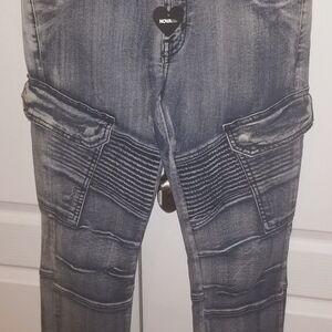 Boys Nova Star Blue Washed Moto-Style Jeans